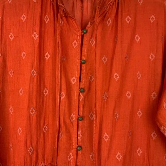 Anthropologie Pilcro Tiered Embroidered Tunic Top in Dark Orange Women's Small - Picture 4 of 6